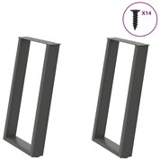 vidaXL Pés para mesa de jantar em formato de U, 2 peças, antracite, 60x(72-73) cm, aço