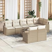 vidaXL Conjunto de Sofá de Jardim com 9 peças e almofadas marrons em rattan