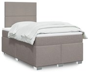vidaXL Cama com molas/colchão 120x200 cm tecido castanho-acinzentado