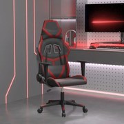 vidaXL Cadeira gaming massagens couro artificial preto/vermelho tinto