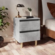 vidaXL Mesa de cabeceira c/ pernas de pinho 40x35x50 cm cinza cimento