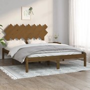 Estrutura de cama 140x190 cm madeira maciça castanho-mel