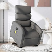 vidaXL Poltrona elétrica elevatória massagens tecido cinzento-escuro