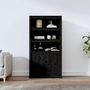 vidaXL Aparador alto 80x35x154 cm madeira de pinho maciça preto