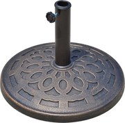 Outsunny Pé de Guarda Sol Base de Peso para Guarda Sol Redondo Resina Imitação de Ferro Fundido Motivo Rosácea Ø 49 cm 14 Kg Bronze | Aosom Portugal