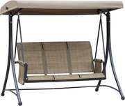 Outsunny Balanço Hollywood 3 lugares, balanço de jardim com toldo, banco de balanço com bolso, Alumínio, 196 x 128 x 172 cm, Castanho | Aosom Portugal