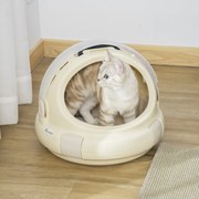Caixa de transporte para gatos, cesto lavável com almofada removível 41 x 41 x 35,2 cm, bege