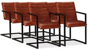 vidaXL Cadeiras de jantar 6 pcs couro genuíno castanho