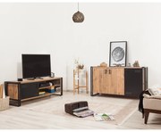 Conjunto de Mobiliário de Sala Cosmo – Pinho Atlântico Preto – TV Unit