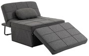 HOMCOM Sofá Cama Individual 3 em 1 Estofado em Linho Reclinável em 5 Posições com Apoio para os Pés 95x189x43cm Cinza | Aosom Portugal