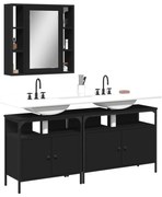 vidaXL 3 pcs conjunto móveis casa de banho derivados de madeira preto