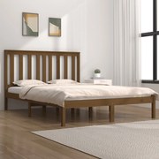 Estrutura cama 5FT King 150x200 cm pinho maciço castanho-mel