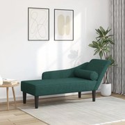 vidaXL Chaise lounge com almofadões tecido verde-escuro