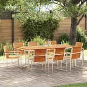 Conjunto de Jantar para Jardim vidaXL de 9 Peças em Madeira de Teca Maciça