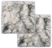 vidaXL Almofadas cadeira 2 pcs 40x40cm pele carneiro cinzento mesclado