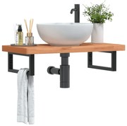 vidaXL Prateleira de parede p/ lavatório aço/madeira de faia maciça