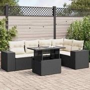 vidaXL 6 pcs conjunto sofás de jardim c/ almofadões vime PE preto