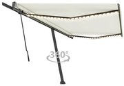 vidaXL Toldo retrátil manual com LED 500x350 cm cor creme