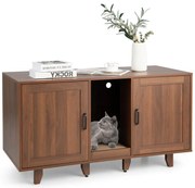 Caixa de areia para gatos com 2 portas, entrada em espiral e arranhador - Carvalho