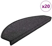 vidaXL Tapetes de escada 20 peças 65x24x4 cm antracite meio redondo grande