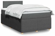 vidaXL Cama boxspring com colchão 120x190 cm tecido cinzento-escuro