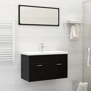vidaXL 2 pcs conj. móveis de casa de banho derivados de madeira preto