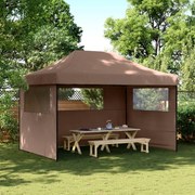 vidaXL Tenda p/ festas pop-up dobrável com 3 paredes laterais castanho