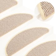 vidaXL Tapete/carpete para degraus 15 pcs 65x21x4 cm branco e castanho