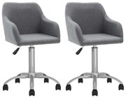 vidaXL Cadeiras de jantar giratórias 2 pcs tecido cinzento-claro