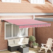 Toldo Retrátil Manual Listrado Vermelho e Branco 350x250 cm