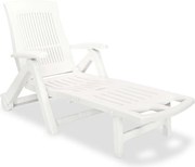 vidaXL Espreguiçadeira com apoio de pés plástico branco