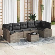 vidaXL Conjunto de Sofá de Jardim de 8 Peças com Almofadas Cinzas em Rattan Sintético