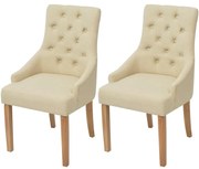 Cadeiras de jantar 2 pcs tecido cor creme