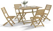 vidaXL Conjunto de jantar p/ jardim 5 pcs madeira de acácia maciça