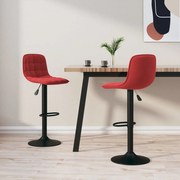 vidaXL Bancos de bar 2 pcs veludo vermelho tinto