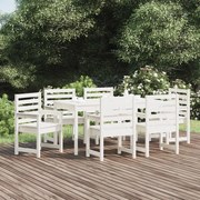 vidaXL 7 pcs conj. de jantar p/ jardim madeira de pinho maciça branco