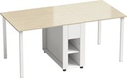 HOMCOM Mesa de Cozinha Dobrável para 6 Pessoas com Laterais Retráteis Gavetas e Prateleiras Abertas 168,2x85x73 cm Madeira e Branco | Aosom Portugal
