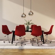 Cadeiras de jantar giratórias 6 pcs tecido vermelho tinto