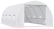 Outsunny Estufa Túnel 595x300x200 cm 8 Janelas Cobertura Polietileno Cultivo Plantas Jardim Branco | Aosom Portugal