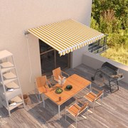 vidaXL Toldo retrátil manual 350x250 cm amarelo e branco