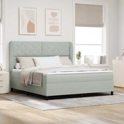 vidaXL Cama com Estrado e Colchão Cinza Claro 180x200 cm em Veludo