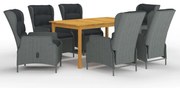 vidaXL 7 pcs conjunto de jantar para jardim cinzento-claro