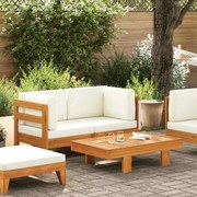 vidaXL 2 pcs conj. lounge de jardim c/ almofadões branco nata acácia