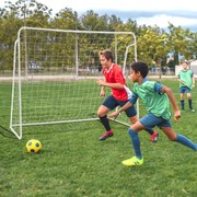 Baliza de futebol para crianças 215 x 152 x 76 cm com Rede de futebol para futebol ao ar livre para crianças branca