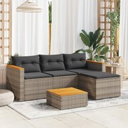 vidaXL 3 pcs conjunto sofás de jardim c/ almofadões vime PE cinzento
