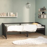 Sofá-cama de 3 lugares 90x200 cm pinho maciço cinzento-escuro