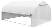 Outsunny Estufa Tipo Túnel 395x300x200 cm com Porta de Malha e 8 Janelas Estufa de Jardim com Cobertura de PE Branco