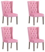 Cadeiras de jantar 4 pcs veludo rosa