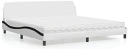 vidaXL Cama com colchão 200x200 cm couro artificial preto e branco