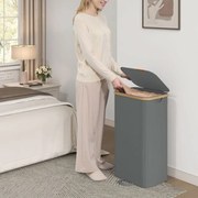 Cesto da roupa suja 42 x 32 x 75 cm com tampa e saco removível, 100 L, cinzento ardósia
